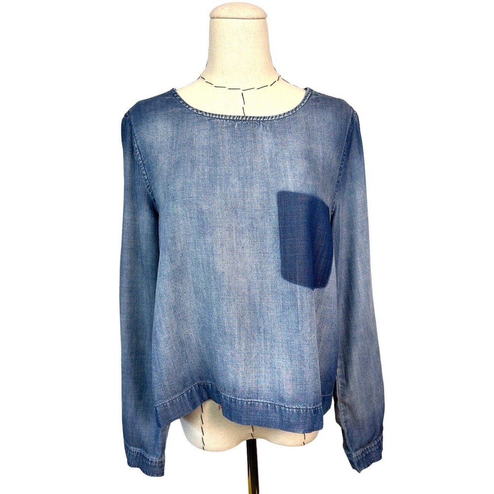 Cloth & Stone Womens  Long Sleeve Top Lace Up Back Pocket‎ Shirt XS